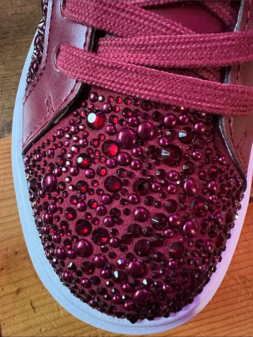 Michael Kors Romey Lace Up Red Crystal-Embellished Platform Sneakers
